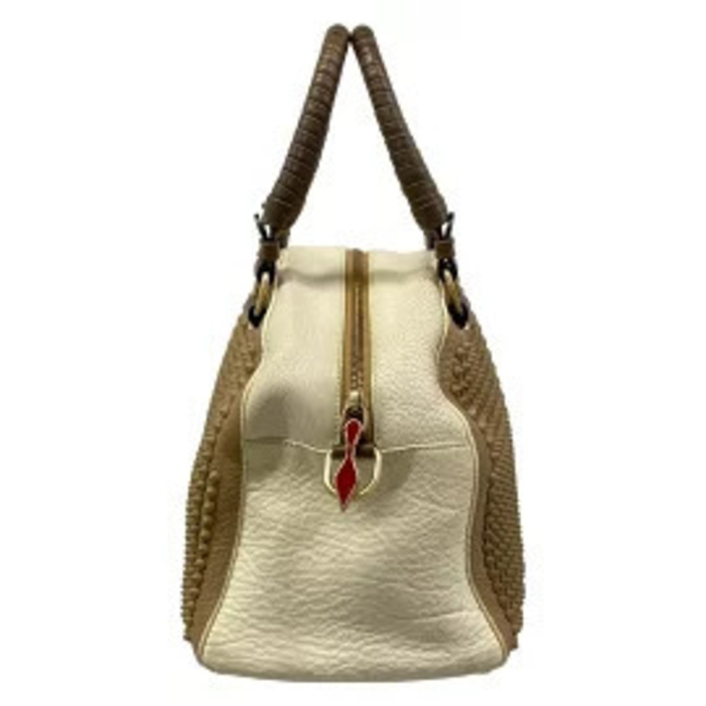 CHRISTIAN LOUBOUTIN Panettone Handbag Beige White Leather